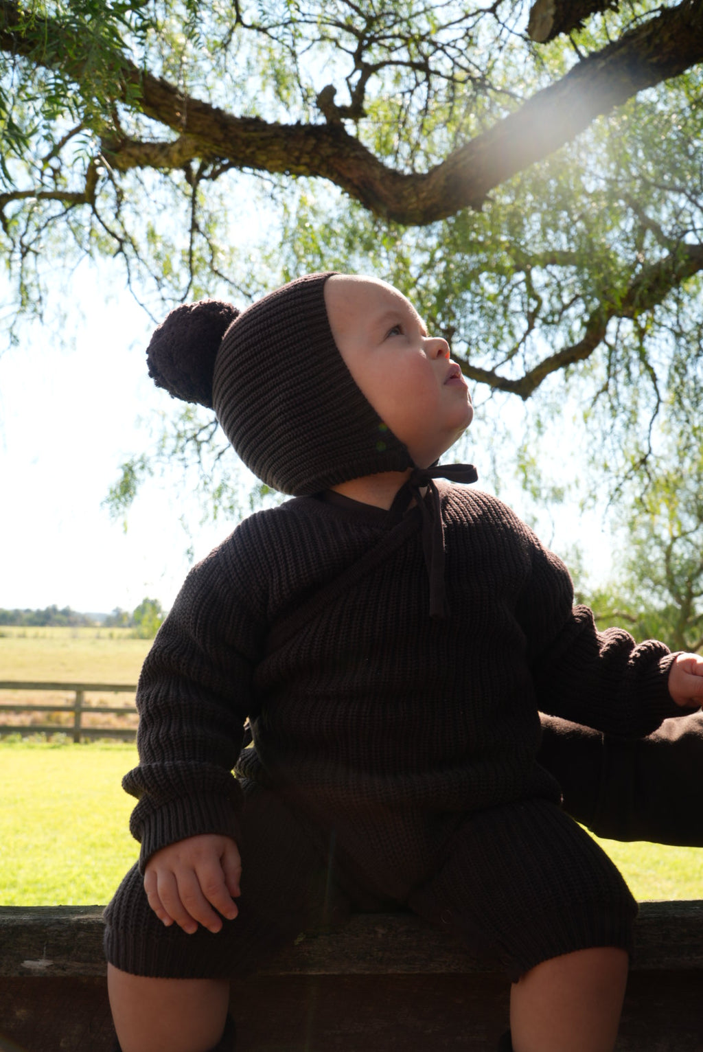 Knit Tie Beanie - Cocoa