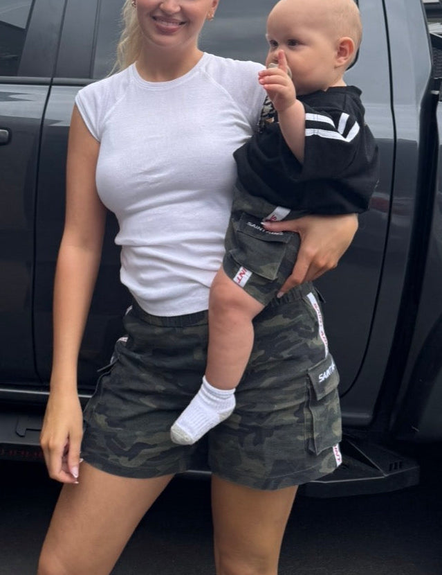 Linen Cargo Shorts CAMO