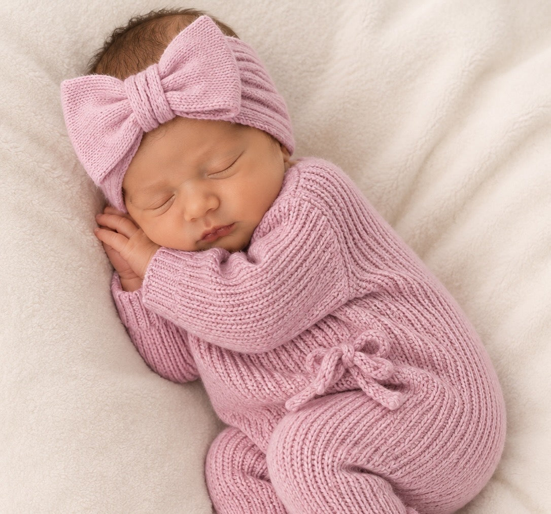 Knit Bow Headband - Bloom
